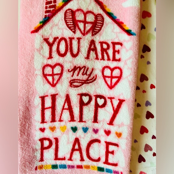 2 You Are My Happy Place Kitchen Towels House Hearts Rainbows Clouds Love - Picture 2 of 11